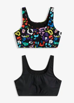 bonprix bonprix Sujetador de bikini tipo bustier (2 unidades) Negro multicolor Outlet