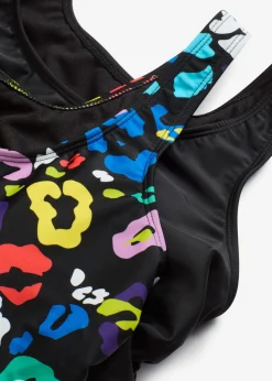 bonprix bonprix Sujetador de bikini tipo bustier (2 unidades) Negro multicolor Outlet