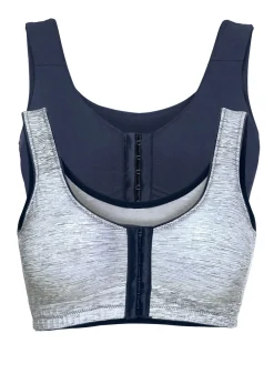 bonprix bonprix Sujetador de cierre frontal, sin aros, con algodón orgánico (2 unidades) Azul marino estampado-azul marino