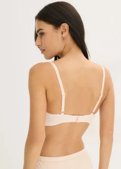 bonprix bonprix Sujetador de cierre frontal, sin aros, con algodón orgánico (2 unidades) rosa seda-gris claro jaspeado-blanco Clearance