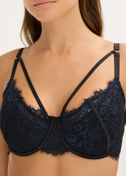 bonprix bonprix Sujetador de delicado encaje fino Negro-azul marino Hot