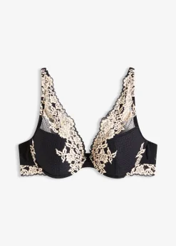 bonprix bonprix Sujetador de encaje bicolor Negro-blanco lana Outlet