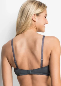 bonprix bonprix Sujetador de lactancia con algodón orgánico (2 unidades) Crudo/gris estampado + antracita Clearance