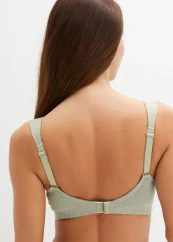 bonprix bonprix Sujetador de lactancia sin aros con algodón orgánico (2 unidades) Verde grisáceo + antracita Discount