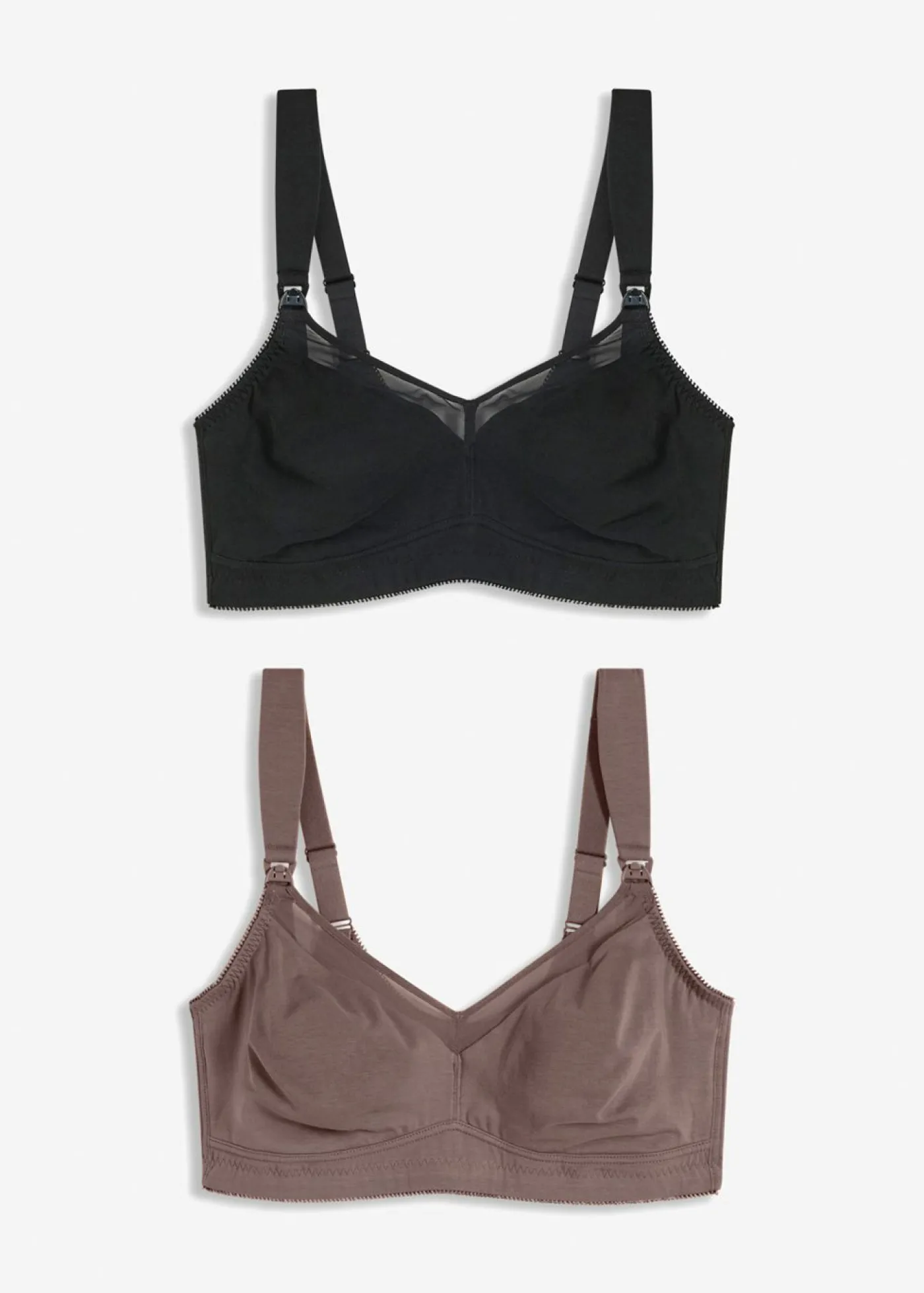 bonprix bonprix Sujetador de lactancia sin aros con algodón orgánico (2 unidades) Negro + marrón mate Discount