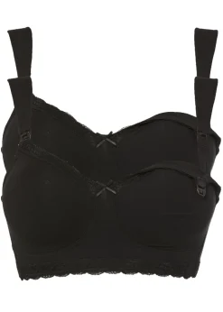 bonprix bonprix Sujetador de lactancia sin aros con algodón orgánico (2 unidades) 2 unidades de color negro Hot