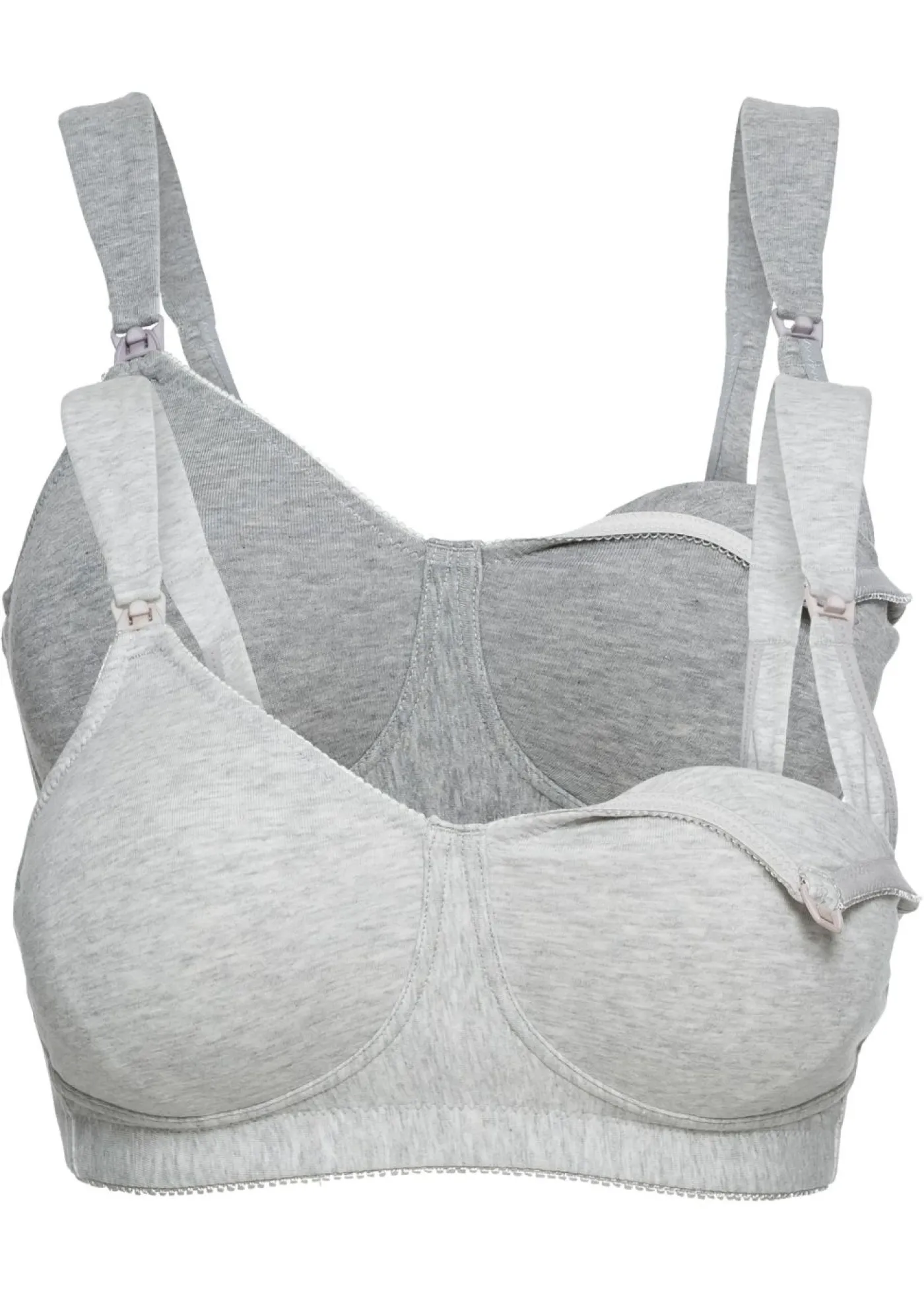 bonprix bonprix Sujetador de lactancia sin aros con algodón orgánico (2 unidades) Gris claro jaspeado + crudo jaspeado Online