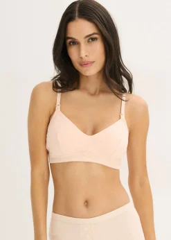 bonprix bonprix Sujetador de lactancia sin aros con algodón orgánico (2 unidades) Rosa seda + gris claro jaspeado Online