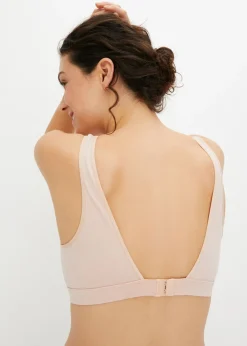 bonprix bonprix Sujetador de lactancia sin aros con algodón orgánico (2 unidades) Negro-beige mate