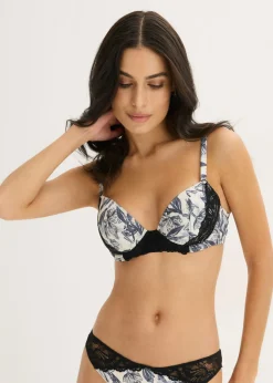 bonprix bonprix Sujetador de satén bordado Gris acero Discount