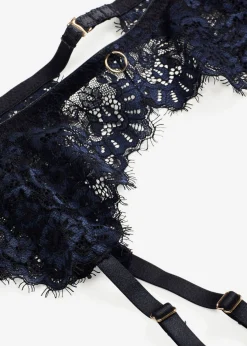 bonprix bonprix Sujetador de tirantes halter con delicado encaje fino Negro-azul marino