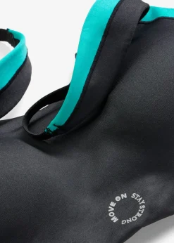 bonprix bonprix Sujetador deportivo acolchado con sujeción media negro-esmeralda-azul brillante Clearance