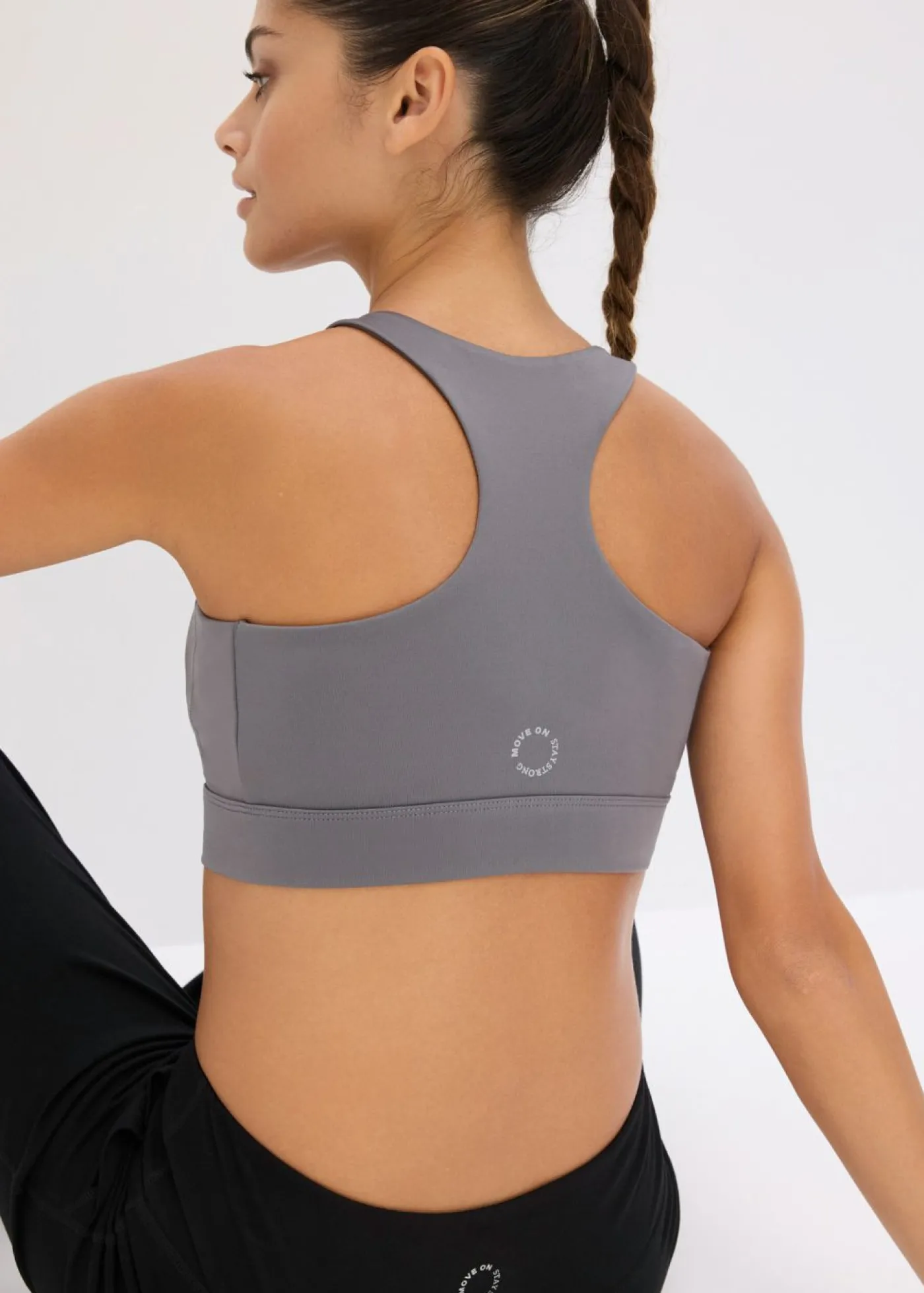 bonprix bonprix Sujetador deportivo con espalda nadadora y sujeción ligera granito Best