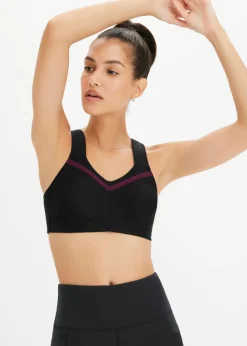 bonprix bonprix Sujetador deportivo con gran sujeción Negro/morado intenso Online
