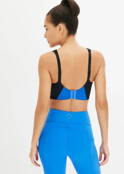 bonprix bonprix Sujetador deportivo con gran sujeción negro-azul horizonte Hot