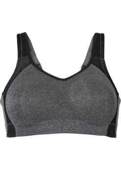 bonprix bonprix Sujetador deportivo con soporte medio Gris-negro jaspeado New
