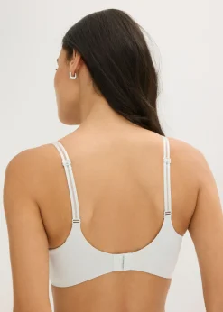 bonprix bonprix Sujetador Feel Comfort sin aros con inserto de malla Azul-crema Sale