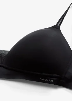 bonprix bonprix Sujetador Feel Comfort sin aros con inserto de malla Negro Hot