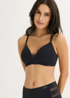 bonprix bonprix Sujetador Feel Comfort sin aros con inserto de malla Negro Hot