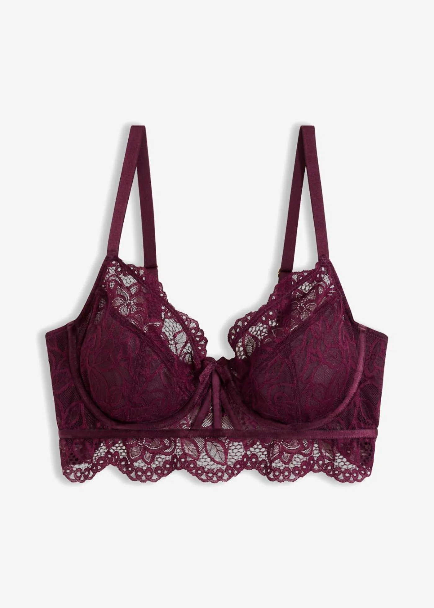 bonprix bonprix Sujetador largo de encaje delicado morado intenso Outlet