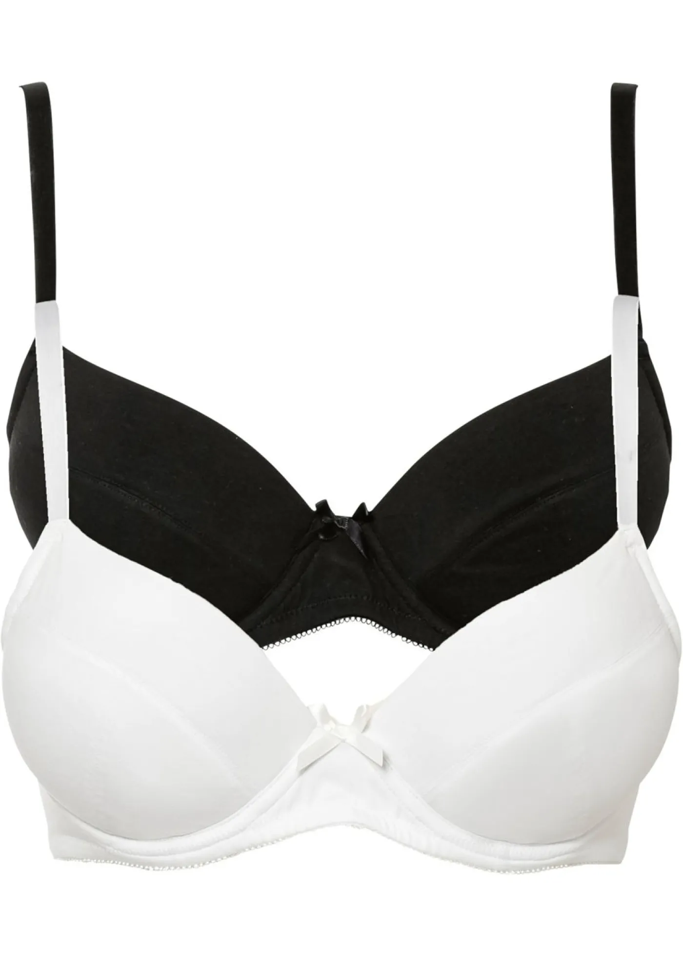 bonprix bonprix Sujetador push-up con aros y algodón orgánico (2 unidades) Negro-blanco New