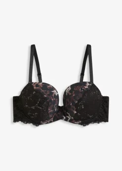 bonprix bonprix Sujetador push-up con encaje fino estampado leo negro-piedra-marrón oscuro-marrón castaño Hot