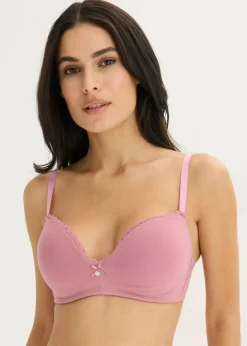 bonprix bonprix Sujetador push-up sin aros y con algodón (2 unidades) Negro-malva Outlet
