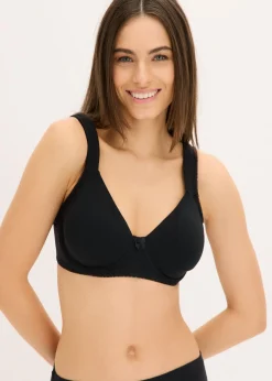 bonprix bonprix Sujetador reductor básico de algodón orgánico con aros (2 unidades) Negro-blanco