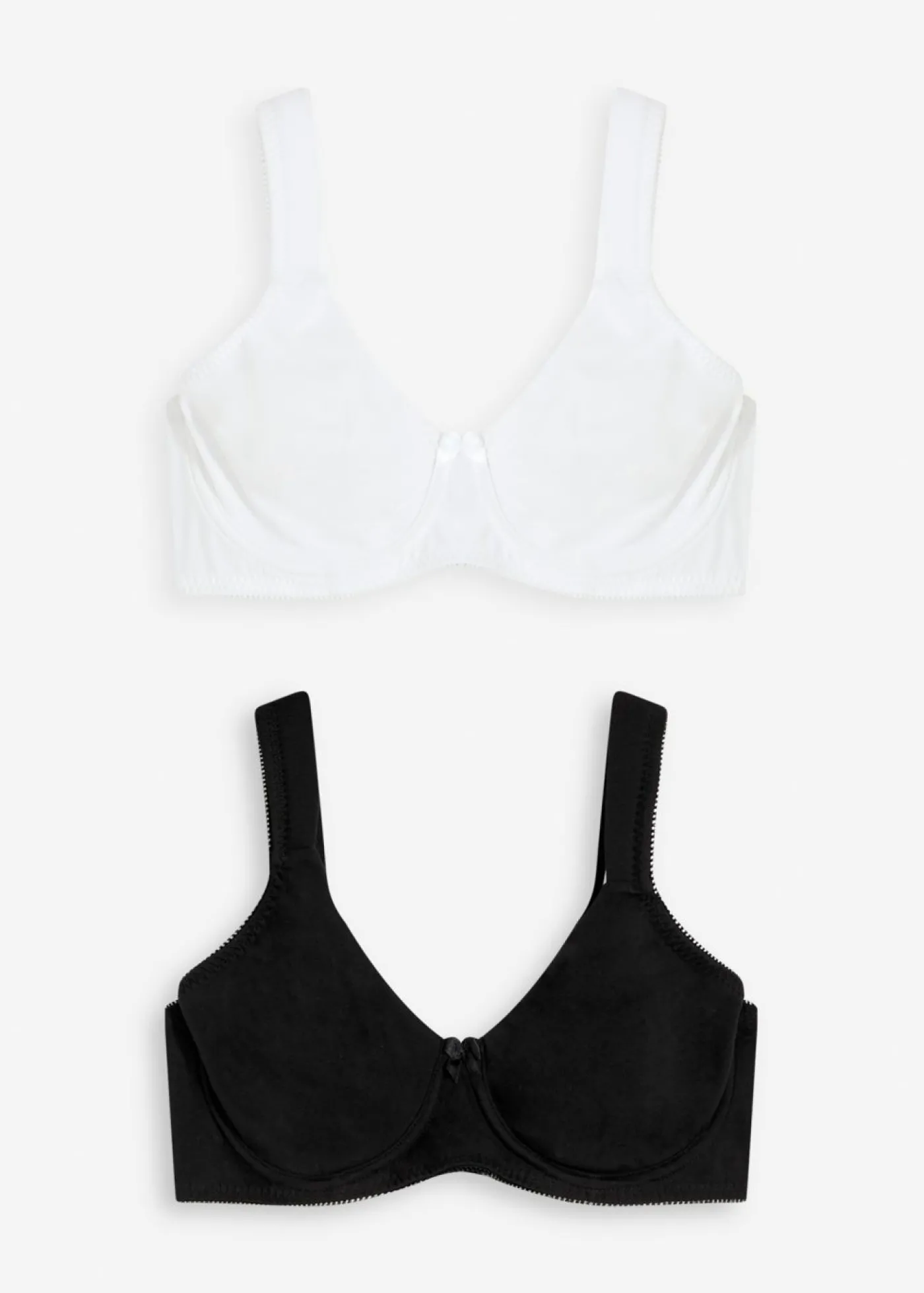 bonprix bonprix Sujetador reductor básico de algodón orgánico con aros (2 unidades) Negro-blanco New