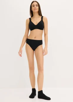 bonprix bonprix Sujetador reductor básico de algodón orgánico con aros (2 unidades) Negro-blanco New