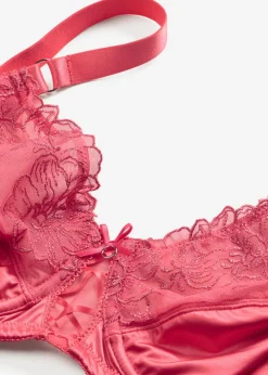bonprix bonprix Sujetador reductor con bordado brillante de flores rosa coral Clearance