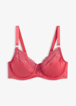bonprix bonprix Sujetador reductor con bordado brillante de flores rosa coral Outlet