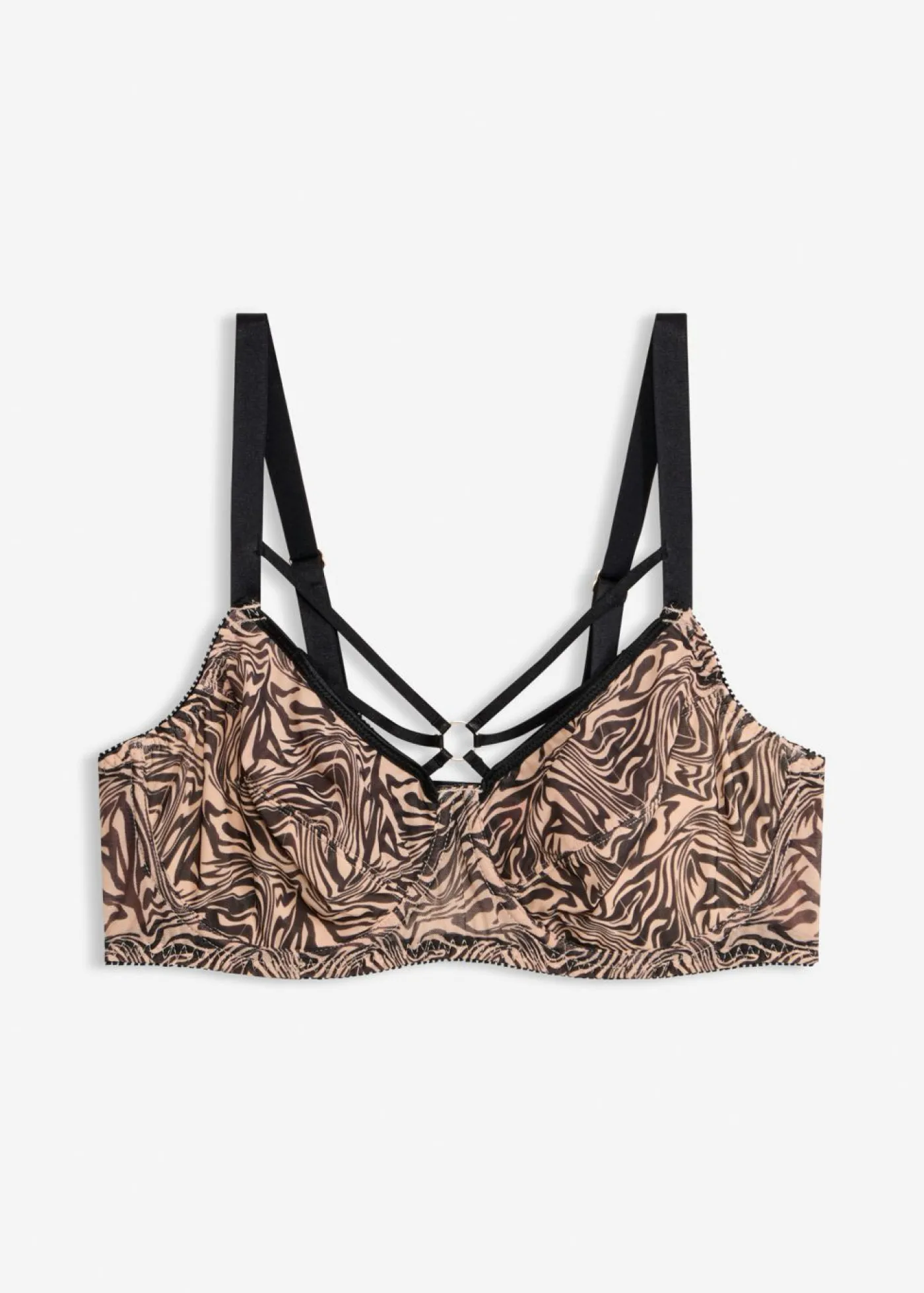 bonprix bonprix Sujetador reductor con detalles decorativos y malla estampada estampado cebra negro Clearance