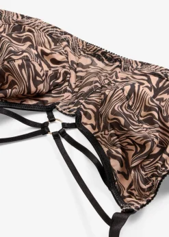 bonprix bonprix Sujetador reductor con detalles decorativos y malla estampada estampado cebra negro Clearance