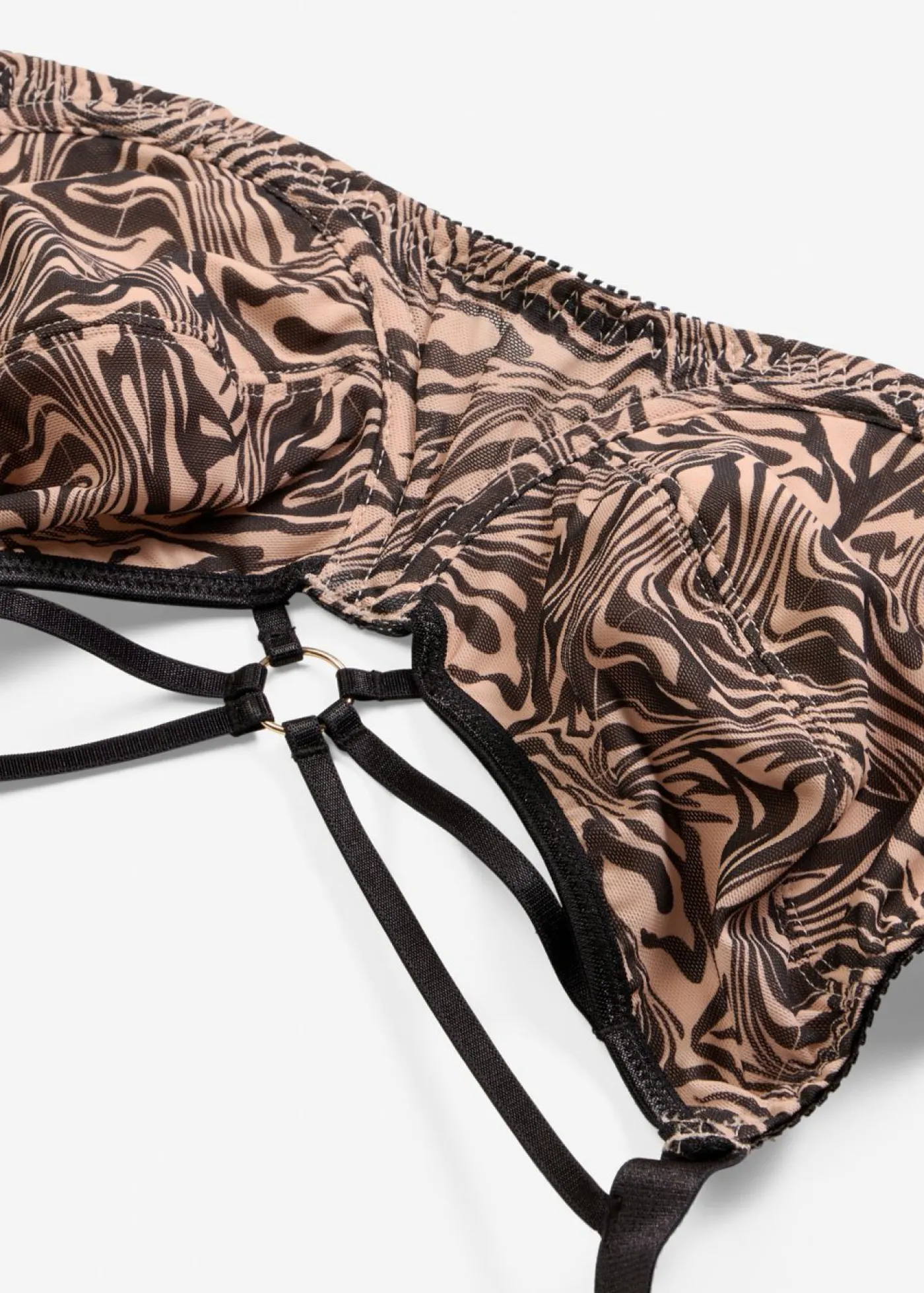 bonprix bonprix Sujetador reductor con detalles decorativos y malla estampada estampado cebra negro Clearance