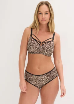 bonprix bonprix Sujetador reductor con detalles decorativos y malla estampada estampado cebra negro Clearance