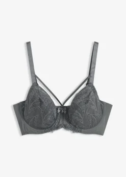 bonprix bonprix Sujetador reductor con encaje delicado Gris granito Online
