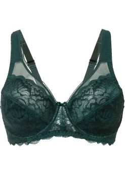 bonprix bonprix Sujetador reductor con encaje delicado Verde intenso Outlet