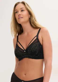 bonprix bonprix Sujetador reductor con encaje delicado Negro-plata mate