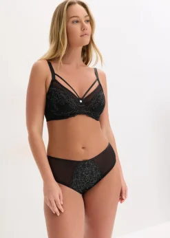 bonprix bonprix Sujetador reductor con encaje delicado Negro-plata mate