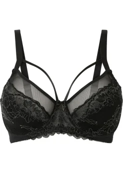bonprix bonprix Sujetador reductor con encaje delicado Negro-plata mate Sale