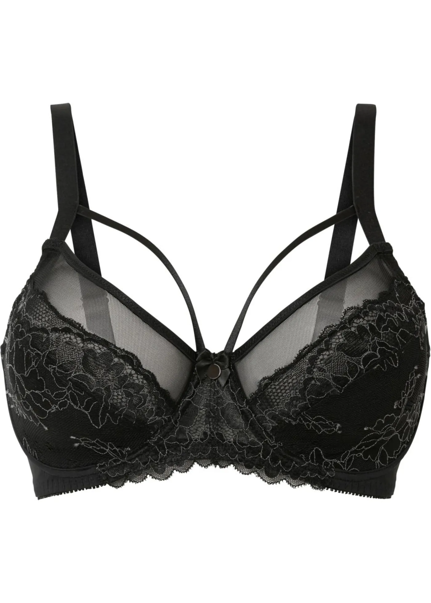 bonprix bonprix Sujetador reductor con encaje delicado Negro-plata mate Sale