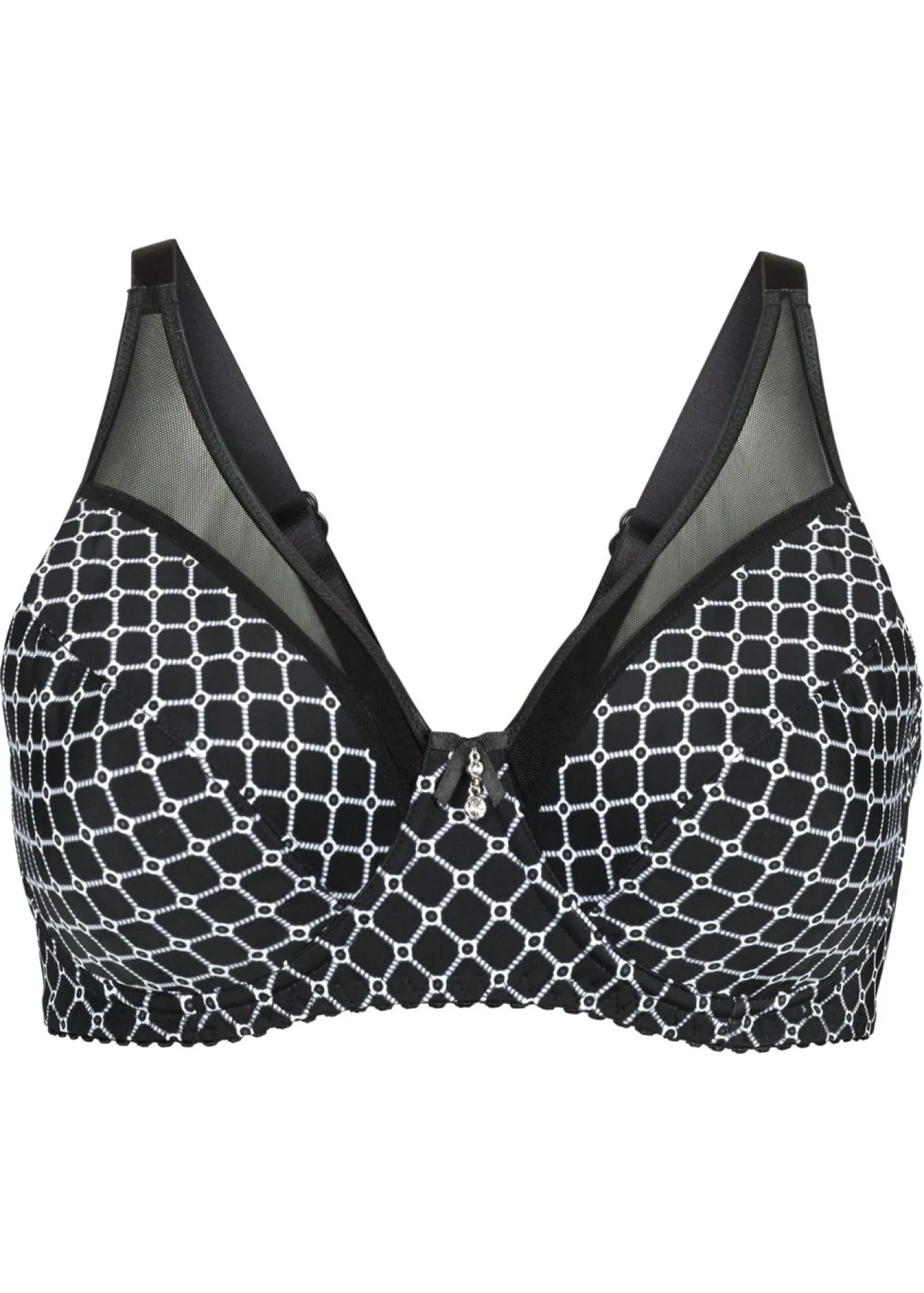 bonprix bonprix Sujetador reductor con malla Negro-blanco estampado New