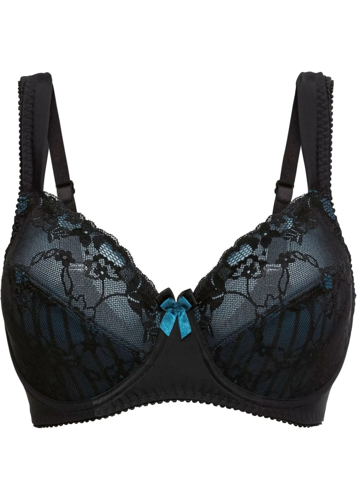 bonprix bonprix Sujetador reductor con tirantes acolchados Negro/azul petróleo de rayas Outlet