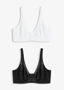 bonprix bonprix Sujetador reductor con tirantes acolchados (2 unidades) Blanco-negro New