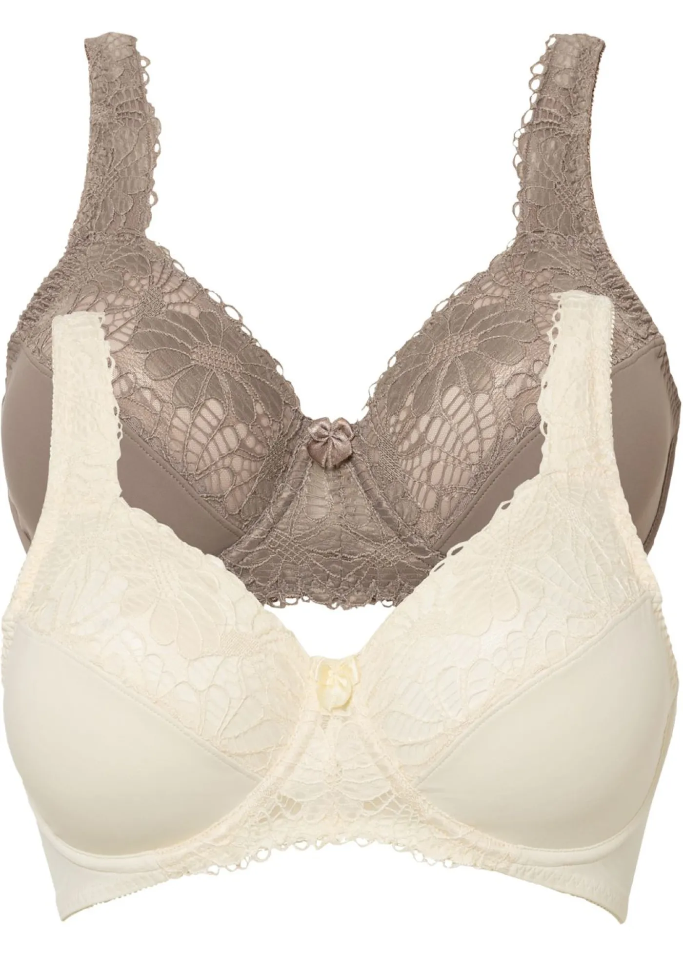 bonprix bonprix Sujetador reductor con tirantes acolchados (2 unidades) Champán + marrón grisáceo