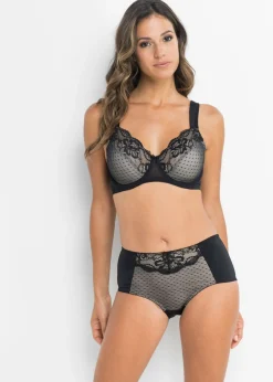 bonprix bonprix Sujetador reductor con tirantes acolchados Negro-beige arena Best