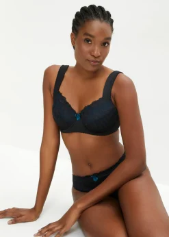 bonprix bonprix Sujetador reductor con tirantes acolchados Negro/azul petróleo de rayas Online