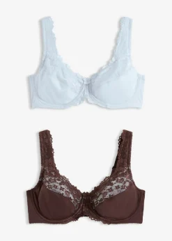 bonprix bonprix Sujetador reductor con tirantes acolchados (2 unidades) Azul crema + marrón oscuro Hot
