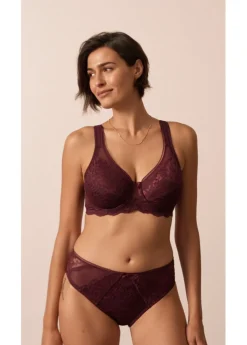 bonprix bonprix Sujetador reductor con tirantes acolchados rojo burdeos
